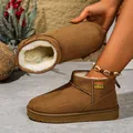 Stylish brown platform snow boots for women with thick warm white fleece lining - 36 / Camel