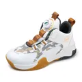 White mesh boys' basketball shoe with convenient rotating buckle closure system - 31 / Basketball Shoes (0188) / Platinum