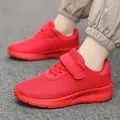 Breathable red mesh sneakers for boys and girls with lightweight soft soles for running - 28 / Red