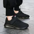 Zapatillas de correr ligeras y transpirables de malla negra para niños y niñas, suela blanda - Todo Negro