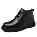 Klassische schwarze Lederstiefel für Herren mit dicker Sohle im modischen Martin-Stil - 45 / Einzelstiefel / Schwarz
