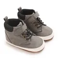 Zapatos de ante gris de caña alta para bebés con suelas suaves y antideslizantes - Gris