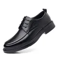 Klassische schwarze Herren Business Freizeitschuhe aus Leder mit Lochmuster Design - 37 / Hohl-Stil / Schwarz