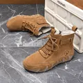 Bottines Martin montantes kaki avec doublure polaire et semelle vague octopus - Jaune Doublé de Polaire