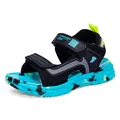 Sportliche Kinder-Sandalen in Schwarz-Blau mit weicher Sohle und verstellbarem Klettverschluss - Schwarz Grün