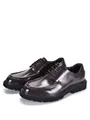 Close-up of shiny dark brown leather Derby shoes with thick soles for formal wear. - 38 / Coffee