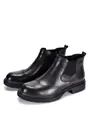 Classic men's black genuine leather Chelsea boots with elegant brogue wingtip detailing. - 44 / Black