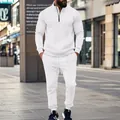 Witte jacquard gebreide tweedelige joggingpakset voor heren voor streetwear - Wit