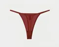 Sexy red mesh transparent low waist T-back thong for women with delicate straps - S / Bottoms / Burgundy