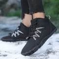 Warm black fur-lined winter snow boots for men and women with durable non-slip rubber sole - 36 / Black