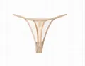 Beige sexy mesh thong with thin straps and low waist design - S / Bottoms / Nude