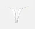 Sexy white sheer mesh transparent thong with thin straps and low waist design for women - S / Bottoms / White