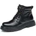 Bottines Martin en cuir de vachette noir avec semelle épaisse et design à lacets - 38 / Bottines Martin (1088 Noir Doublure Simple)
