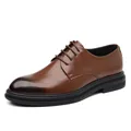 Scarpe classiche in pelle marrone stile inglese per uomo d'affari formale ed elegante - 37 / Stile Business Stringato (新28902) / Marrone