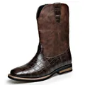 Stivale da cowboy western marrone con pelle goffrata coccodrillo di qualità - 38 / Marrone scuro