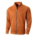 Premium men's slim fit stand collar faux suede casual jacket in a stylish burnt orange finish - S / Tops / Orange