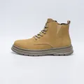 Vintage khaki high-top Martin boots for men featuring durable thick sole and outdoor work style - 38 / Yellow