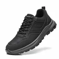 Zapatos deportivos casuales negros para hombre con suela suave y duradera para senderismo - Negro