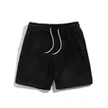 Schwarze Herren-Freizeitshorts aus Korallenvlies mit bequemem weißen Kordelzug am Bund - S / Unterteile / Schwarz