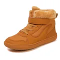 Botas de invierno cálidas para niños con forro de piel sintética y cierre de velcro - 26 / Caqui
