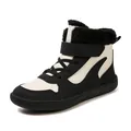 Botas de invierno altas en blanco y negro para niños con forro grueso de pelo sintético - 26 / Negro