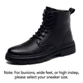 Bottines Martin pour hommes en cuir noir avec tige haute pour l'automne et l'hiver - Noir Doublure en Mesh