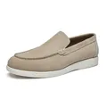 Men's classic casual slip-on loafers in beige suede with a comfortable white sole - Off White