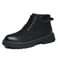 Klassieke zwarte heren Martin boots met dikke zool en duurzame lederen afwerking - Zwart Zonder Fleece