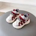 Children's winter fleece sneakers with cute cartoon eyes in red and silver - Size 29 / Inner Length 18.5cm / Red