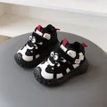 Cute cartoon winter children's sneakers with warm fleece lining in black and white - Size 29 / Inner Length 18.5cm / Black