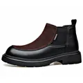 Herren-Chelsea-Boots aus schwarzem Leder und braunem Wildleder mit Plateausohle - 38 / Reguläre Passform / Schwarz