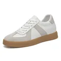 Baskets GAT rétro pour hommes avec rehaussement interne de 6 cm, cuir blanc et gomme. - Blanc Grisâtre