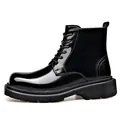 Botas Martin clásicas en negro brillante para hombre con suela gruesa y estilo británico - 38 / Negro