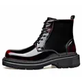 Bota Martin para hombre en cuero negro brillante con degradado granate y suela - 38 / Rojo
