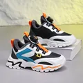 Chaussures de sport d'hiver pour enfants avec doublure en polaire et boucle rotative - 28 / Noir Orange