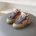 Winter-High-Top-Sneaker für Kinder mit warmem Kunstfellfutter und Color-Block-Design - Größe 21 (13.5cm) / Khaki
