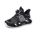 Boys black athletic running sneakers with warm fleece lining and rotating dial buckle - 29 / Black Grey Fleece Lined
