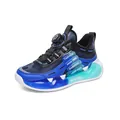 Boys' winter running shoes with rotating buckle and warm fleece lining in blue - 29 / Royal Blue (Plush Lined)