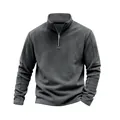 Vista frontal de una sudadera de forro polar gris pesado con cuello alto y cremallera - Gris oscuro