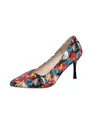 Pointed-toe stiletto high heels featuring a vibrant skull and blue rose print pattern - Skull Pattern