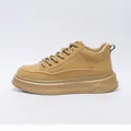 Khaki Herren Plateau-Freizeitschuhe mit warmem Futter und geprägten Seitendetails - Erdgelb