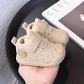 Zapatos de bebé forrados con felpa y suela suave antideslizante para invierno frío - Pack de 5 Pares (Tallas 21-25) / Caqui