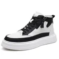 Botas casuales altas para hombre en blanco y negro con cremallera y suela gruesa - 38 / Zapatos planos / Negro y Blanco
