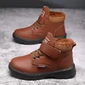 Bottes Martin imperméables pour garçons avec doublure en fourrure et semelle antidérapante - 28 / Marron