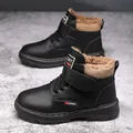 Bottines Martin d'hiver noires pour enfants avec doublure polaire et velcro - 28 / Noir
