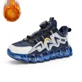 Gefütterte Kinder-Laufschuhe in Marineblau mit einer transparenten Bubble-Sohle - Schwarz Blau