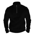 Hoogwaardige zwarte heren fleece sweatshirt met halve rits voor outdoor gebruik - Zwart