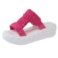 Sandales à plateforme tressées rose vif avec une semelle blanche épaisse et souple - 35 / Chausson Rouge Rose