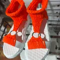 Sandales à plateforme en tricot orange avec semelle blanche épaisse et anneau - 35 / Sandales Oranges