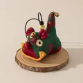 Handmade green silk horse pendant with traditional patterns and yellow tassels for luck - Little Tiger Pendant (FHS25-3013-2)